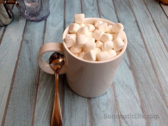 Hot chocolate with marshmallows at the Early Bird in Kuwait