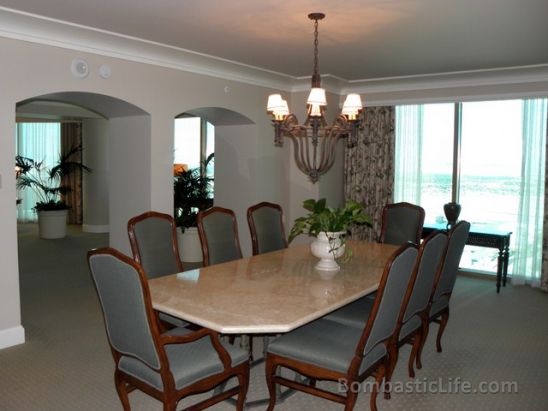 Dining Room in our 180-Degree Strip-View Suite at the Four Seasons Las Vegas 