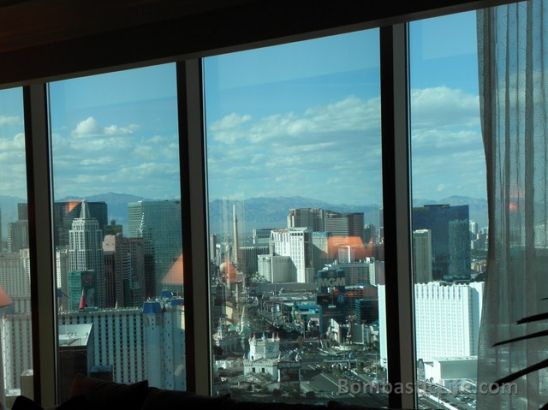 View from our 180-Degree Strip-View Suite at the Four Seasons Las Vegas 