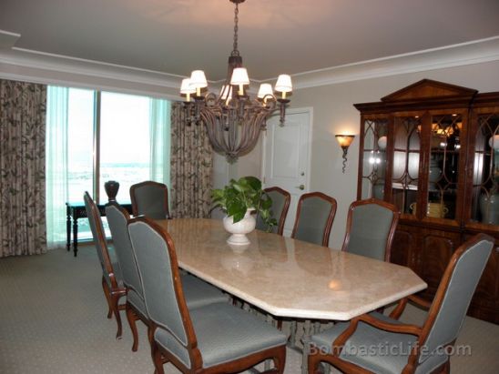 Dining Room in our 180-Degree Strip-View Suite at the Four Seasons Las Vegas 