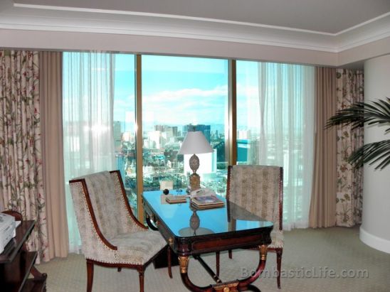 Work Desk in our 180-Degree Strip-View Suite at the Four Seasons Las Vegas 